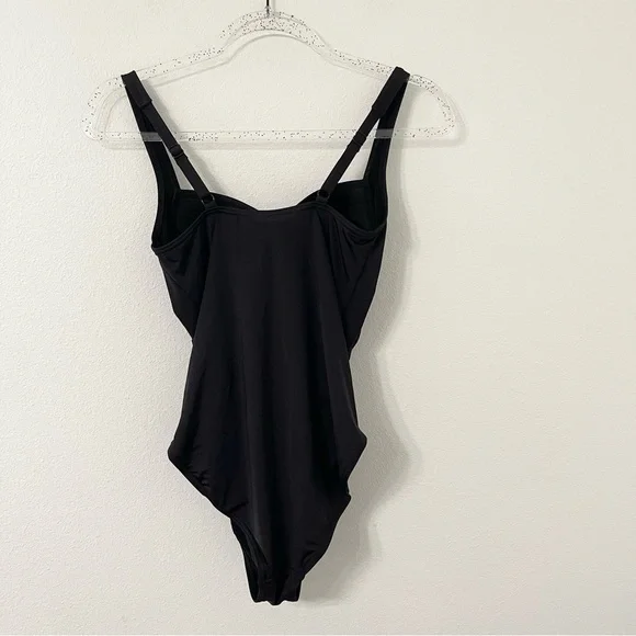 Bond-EyeOne Piece Swimsuit Solid BLACK Ruching US Size 6